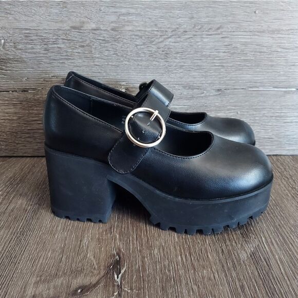 Dolls Kill x Current Mood DAMNATION PLATFORM MARY JANES Black Size 8. CM18-958 - Picture 1 of 9